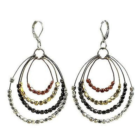 Ombre Metallic Tiered Loop Earrings - WorldFinds