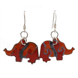 Red Enamel Elephant Earrings - Chilean