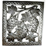 Grapes on the Vine Metal Wall Art - 11 by 12 Inches - Croix des Bouquets
