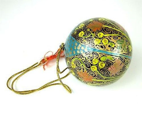 Papier Mache Ball Ornament - 2.5 inch - Blue Hope - CFM (H)